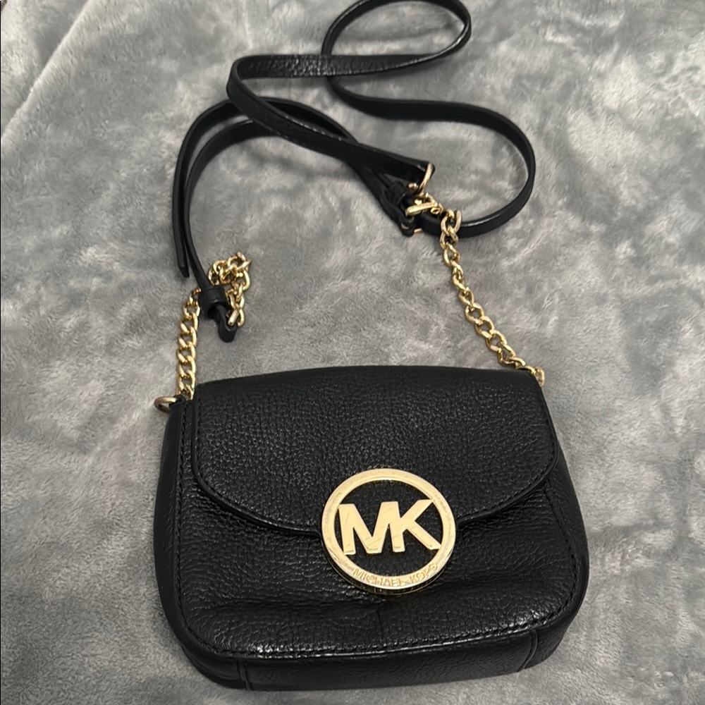 Michael Kors Black and Gold Crossbody Bag with Chain Strap